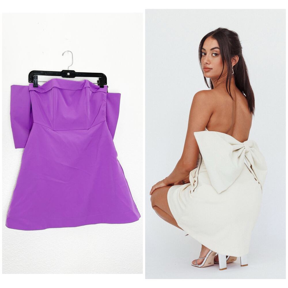 Miou Muse Purple Strapless Bow Back Mini Dress Size Small NWT Cocktail Party
